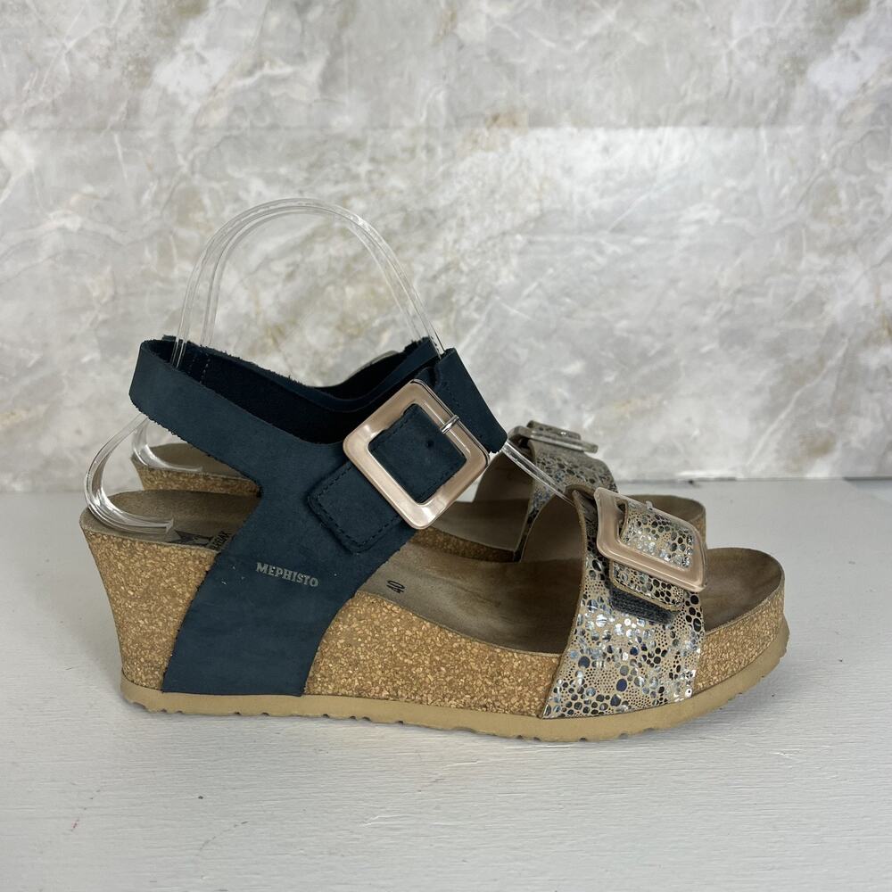 Mephisto Lissia Navy Wedge Comfort Sandal Women's Size 9.5 - Picture 4 of 15